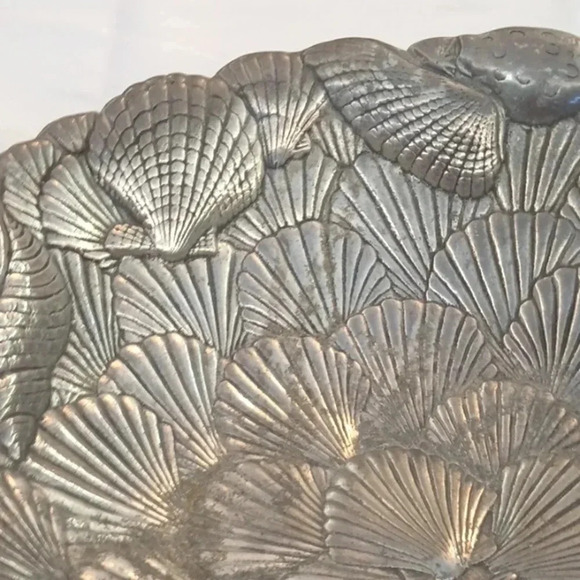 Arthur Court Large Aluminum Salad bowl With Utensils 14" - Picture 5 of 9